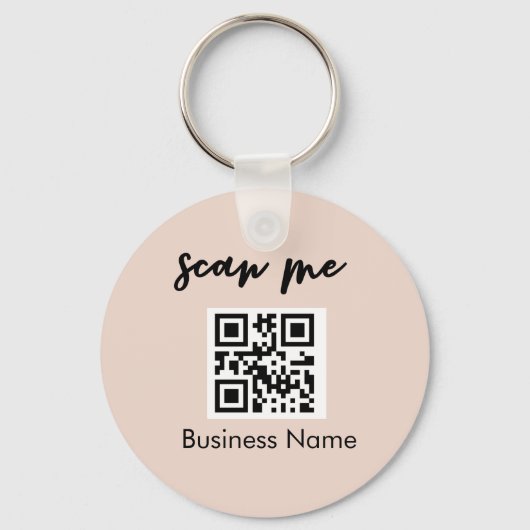Blush roze QR-code Visitekaartje Uw Logo Sleutelhanger (Voorkant)