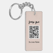 Blush roze QR-code Visitekaartje Uw Logo Sleutelhanger (Voorkant Links)