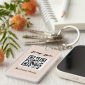 Blush roze QR-code Visitekaartje Uw Logo Sleutelhanger (Voorkant Rechts)