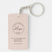 Blush roze QR-code Visitekaartje Uw Logo Sleutelhanger (achterkant)