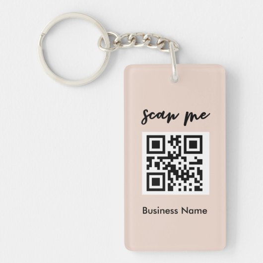 Blush roze QR-code Visitekaartje Uw Logo Sleutelhanger (Voorkant)