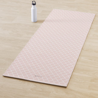 Blush roze Quatrefoil Patroon op maat gemaakt Yogamat