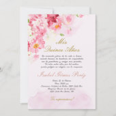 Blush roze Quinceanera uitnodiging in het Spaans (Voorkant)