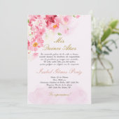 Blush roze Quinceanera uitnodiging in het Spaans (Staand voorkant)