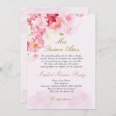 Blush roze Quinceanera uitnodiging in het Spaans (Voorkant / Achterkant)