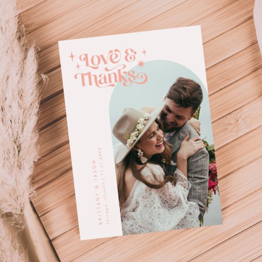 Blush roze retro Love & Bedankt White Arch Wedding