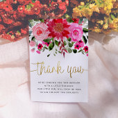 Blush Roze & Rode Bloemen Baby shower Dank u Bedankkaart