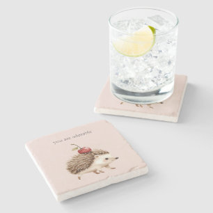 Blush Roze Rode Kers Schattige Egel Stenen Onderzetter