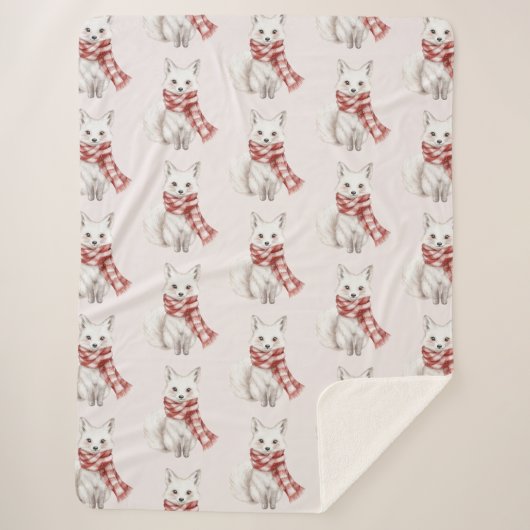 Blush roze rode witte pepermunt vos sherpa deken (Voorkant)