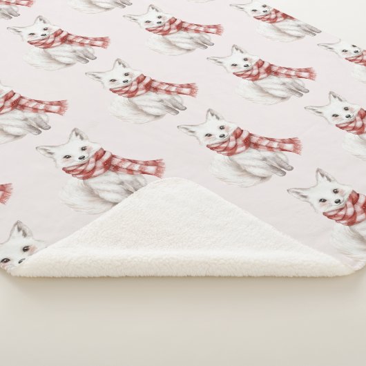 Blush roze rode witte pepermunt vos sherpa deken (3/4)