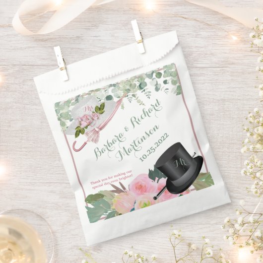 Blush roze Romantic Floral Wedding Bedankzakje (Geknipt)