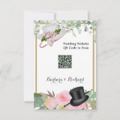 Blush roze Romantic Floral Wedding Details Kaart (Achterkant)