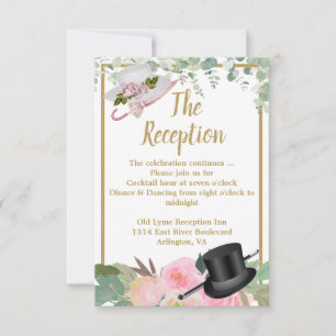 Blush roze Romantic Floral Wedding Reception Kaart