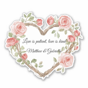 Blush Roze Romantische Rode Roos Bloemen Hart Huwe Sticker
