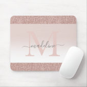 Blush roze rood Glitter Sparkle Monogram Muismat (Met muis)