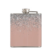 Blush roze rood zilver Glitter Monogram Heupfles (Achterkant)