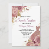 Blush Roze Roos Dress Sweet 16 Party Kaart (Voorkant)