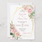 Blush roze roos florale bruiloft nodigt templat ui kaart (Voorkant)