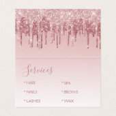 Blush roze - Roos Gold Glitter en Sparkle Visitekaartjes (Binnenkant ongevouwen)