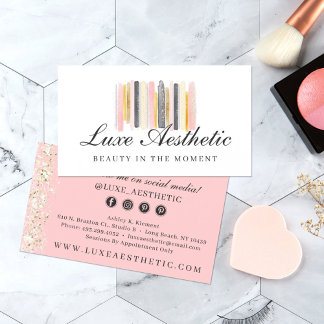 Blush roze & Roos Gold Paint Strokes Sociale media Visitekaartje