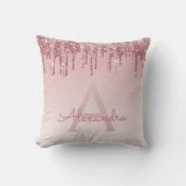 Blush roze - Roos Gold Sparkle Glitter Monogram Kussen (Voorkant)