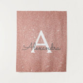 Blush roze - Roos Gold Sparkle Glitter Monogram Wandkleed (Voorkant)