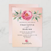 Blush roze roos goud bloemenbruiloft briefkaart (Voorkant / Achterkant)