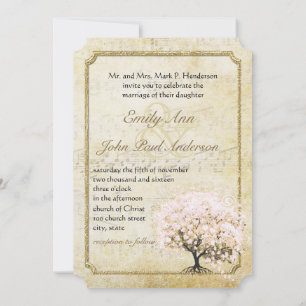 Blush roze Roos gouden bruiloft Kaart
