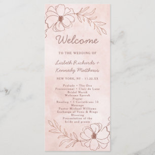Blush Roze & Roos Gouden Folie Chique Huwelijkscer Programma