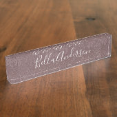 Blush Roze Roos in reliëf Naambordje (Zijkant)