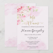 Blush roze roos quinceañera uitnodiging (Voorkant / Achterkant)