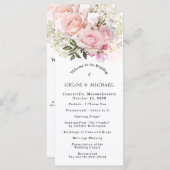 Blush Roze Rose Bloemen DIY Bruiloft Programma (Voorkant / Achterkant)