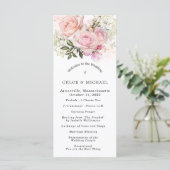 Blush Roze Rose Bloemen DIY Bruiloft Programma (Staand voorkant)