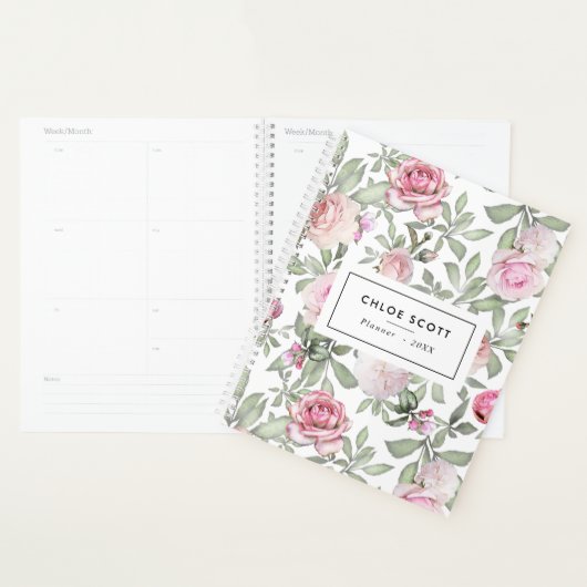 Blush Roze Rose Bloemen Naam Planner (Display)