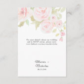 Blush Roze Rose Bloemen Waterverf Bruiloft Details Informatiekaartje (Achterkant)
