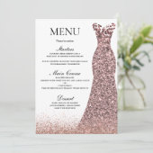 Blush Roze Rose Dress Birthday Party Vrijgezellenf Menu (Staand voorkant)