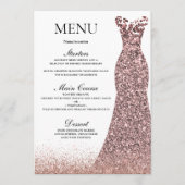 Blush Roze Rose Dress Birthday Party Vrijgezellenf Menu (Voorkant)