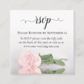 Blush Roze Rose Elegant Bruiloft RSVP QR Code Informatiekaartje (Voorkant)