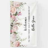 Blush Roze Rose Floral First Community Welkom Spandoek (Verticaal)