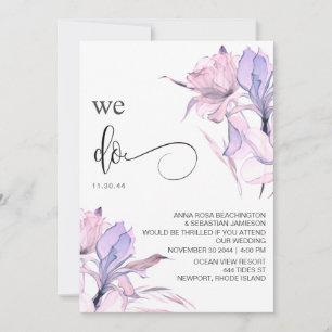*~* Blush roze Rose Floral RSVP AR15 QR WEDDING Kaart
