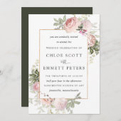 Blush Roze Rose Floral Weddenschap Kaart (Voorkant / Achterkant)