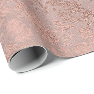 Blush Roze Rose Gold Floral Powder Floral Monochro Cadeaupapier