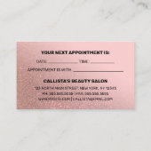 Blush Roze Rose Gold Glitter Gradient Typografie Afsprakenkaartje (Achterkant)