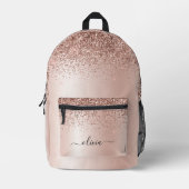 Blush Roze Rose Gold Glitter Monogram Naam Bedrukte Rugzak (Voorkant)
