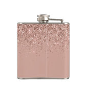 Blush Roze Rose Gold Glitter Monogram Naam Heupfles (Achterkant)