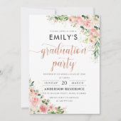 Blush Roze Rose Goud Afstudeerfeest Uitnodiging (Voorkant)