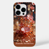 Blush Roze Rose Goud Bloemen Glitter Monogrammed Case-Mate iPhone Case (Achterkant)