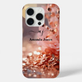 Blush Roze Rose Goud Bloemen Glitter Monogrammed Case-Mate iPhone Case (Achterkant)