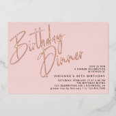 Blush Roze Rose Goud Elegant Meisje Verjaardags Di Folie Uitnodiging (Voorkant)