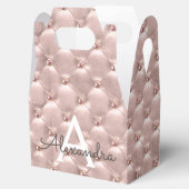 Blush Roze Rose Goud Elegant  Monogram Bedankdoosjes (Geopend)
